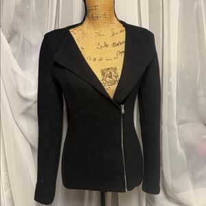 White House Black Market Black Zippered Sweater Jacket